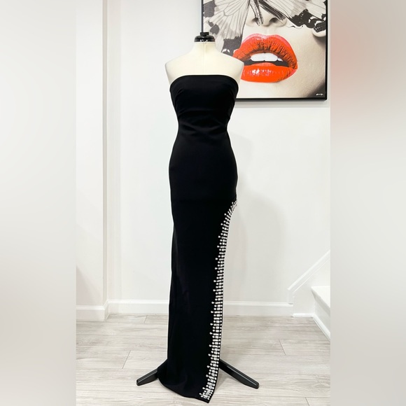 Cinq a Sept Sammy Embellished Crepe Strapless Gown Dress - Picture 3 of 11